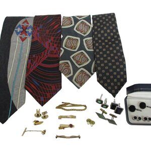 Lot of mens Ties and Tie tacks Robert Stock, Arrow, Jeffey Scott and Webley EUC
